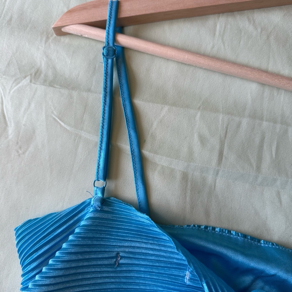 Blue Pleated Women's Top - Picture 5 of 5